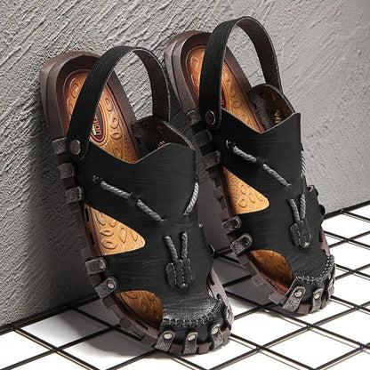 Tribal Genuine Leather Sandals - Iron Thread