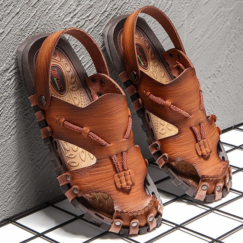Tribal Genuine Leather Sandals - Iron Thread