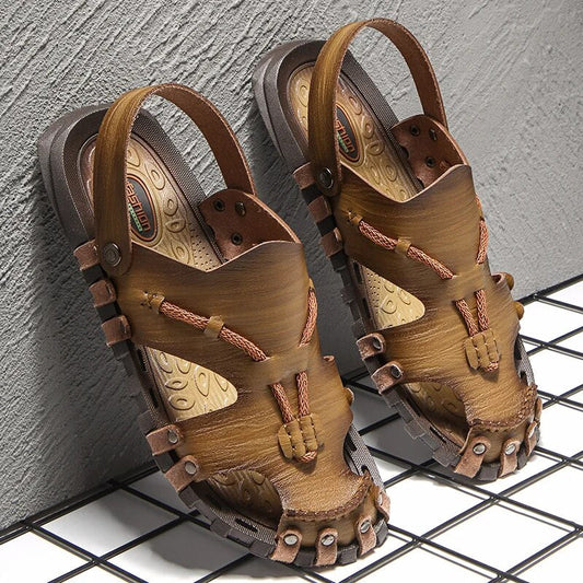Tribal Genuine Leather Sandals - Iron Thread