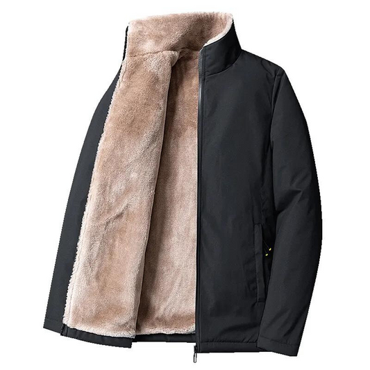 Men's Black Fluffy-Lined Jacket - Iron Thread