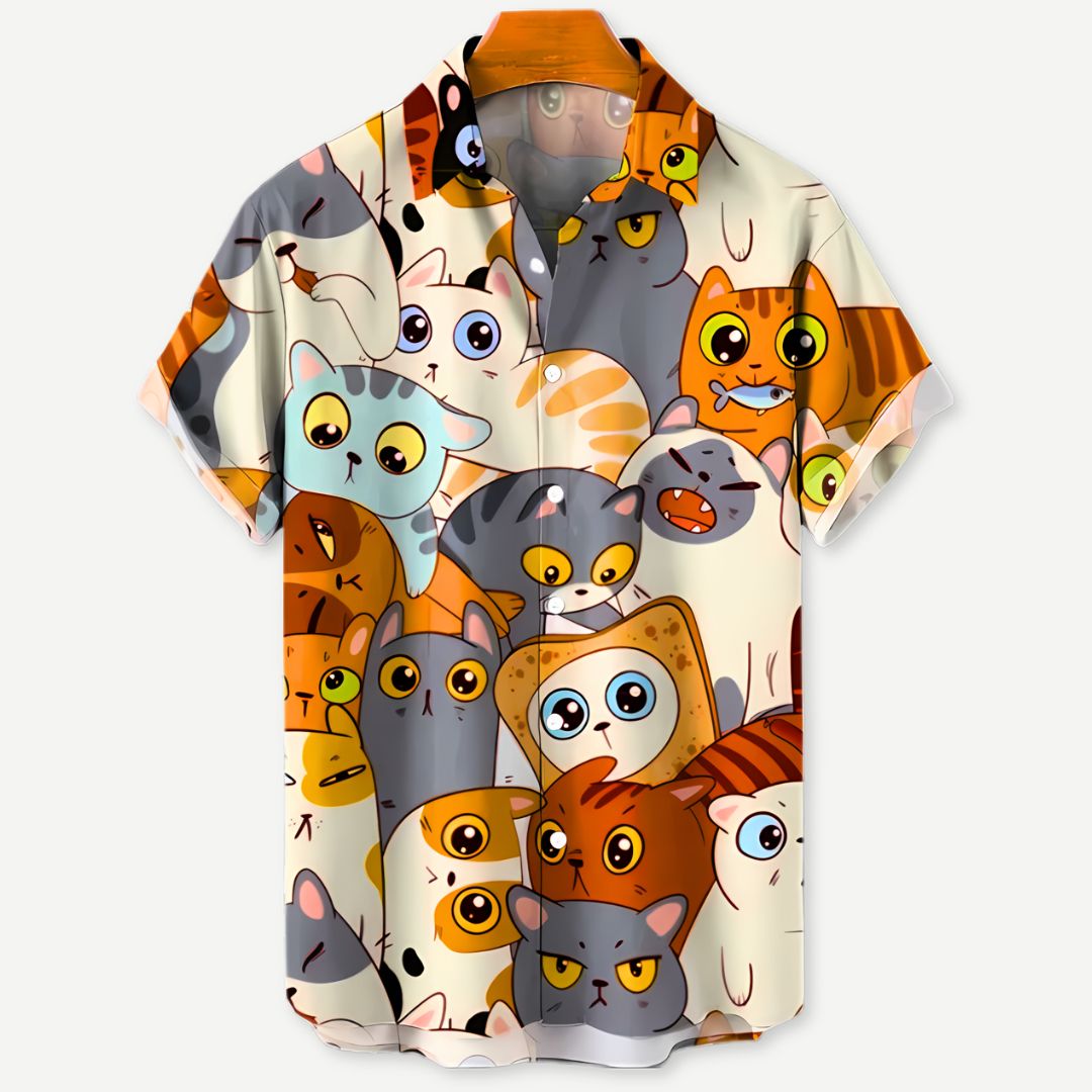 Relaxed "Kitty Chaos" Shirt - Iron Thread