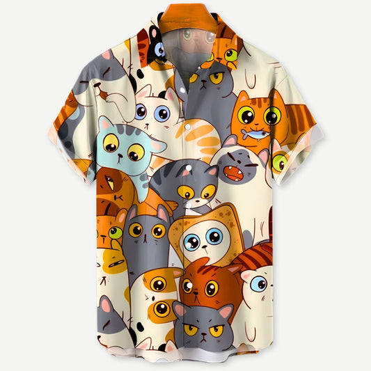 Relaxed "Kitty Chaos" Shirt - Iron Thread