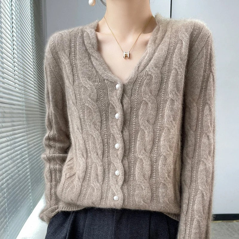 Athena 100% Wool Cardigan - Iron Thread