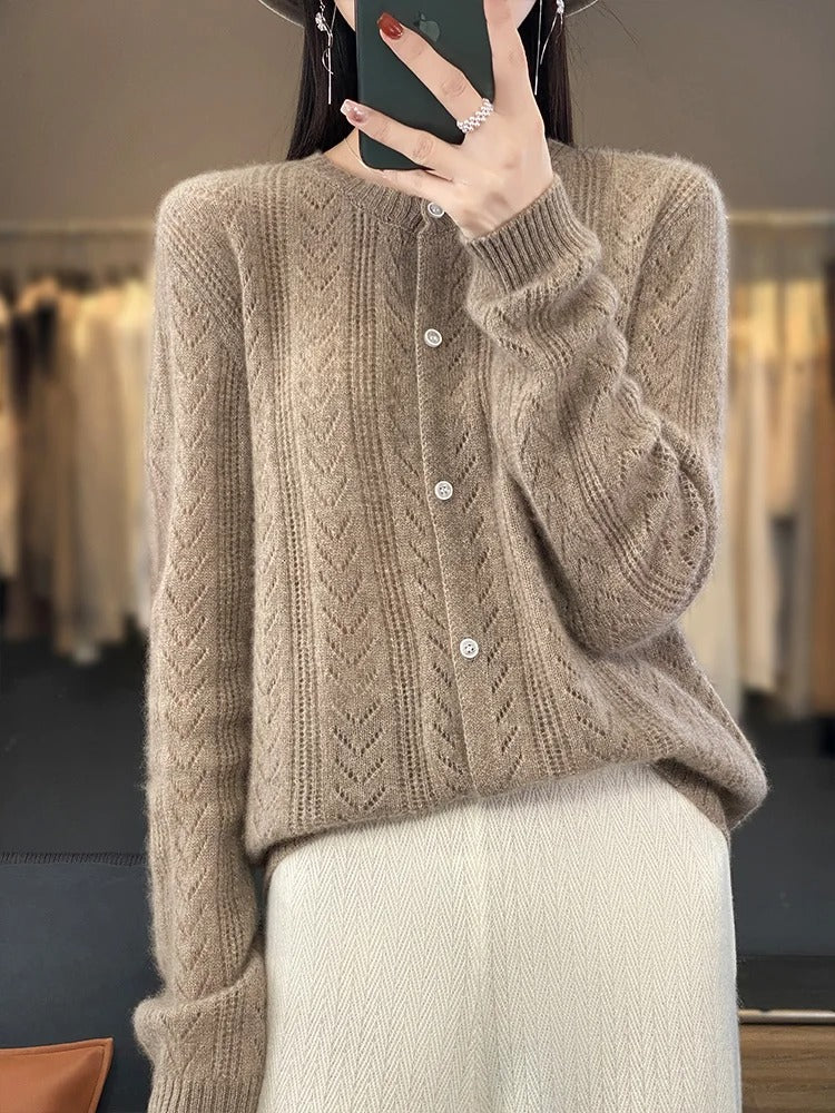 Santorini 100% Wool Cardigan - Iron Thread