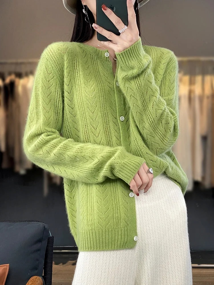 Santorini 100% Wool Cardigan - Iron Thread