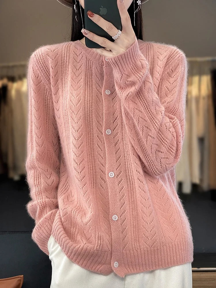 Santorini 100% Wool Cardigan - Iron Thread