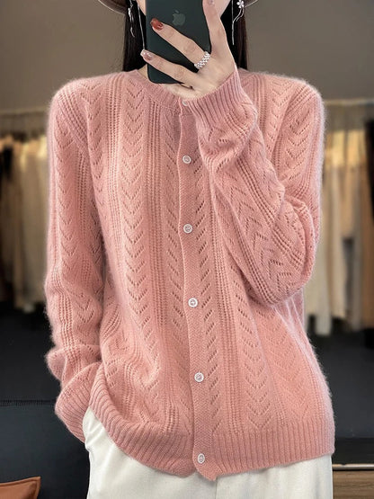Santorini 100% Wool Cardigan - Iron Thread
