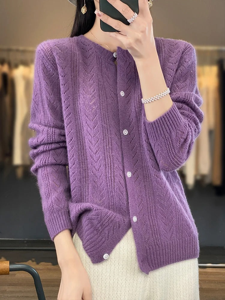 Santorini 100% Wool Cardigan - Iron Thread